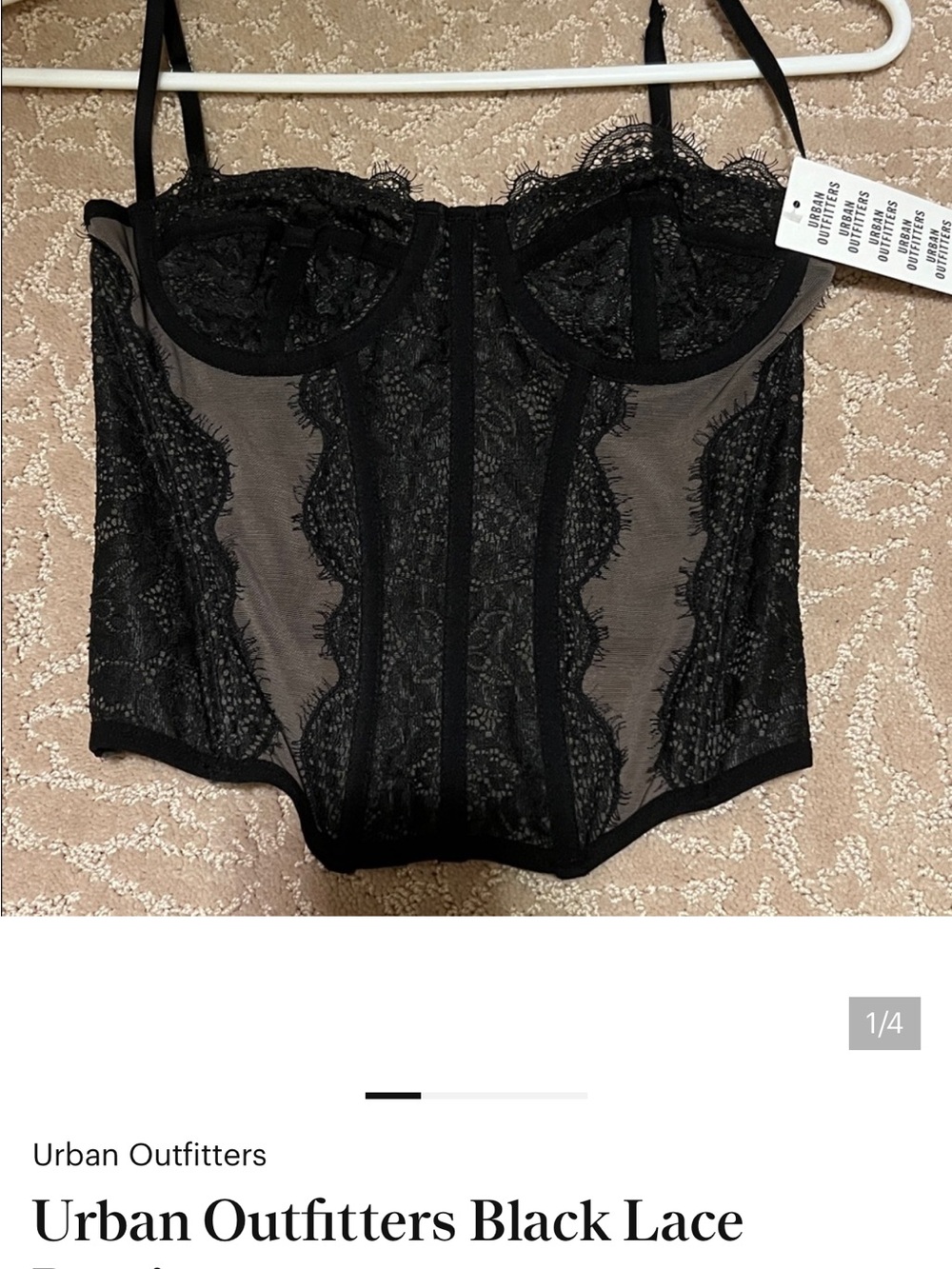 Urban Outfitters Black Lace Corset Bustier